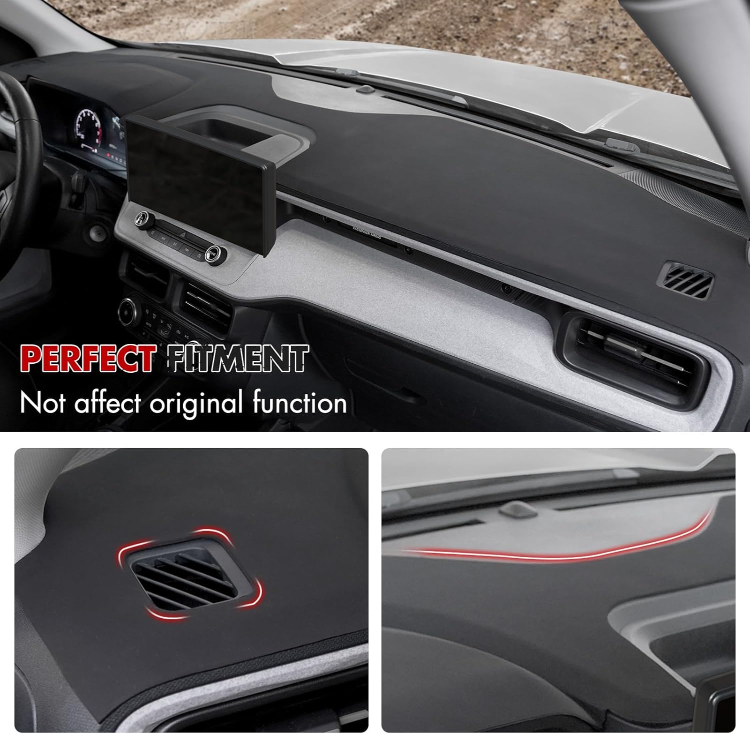 Mabett Silicone Dashboard Cover for 2025 Ford Maverick Accessories Non-Slip Anti-Glare Dash Mat Cover Pad Sun Shade Protector